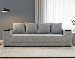 Прямой диван "Дубай Лайт" еврокнижка, рогожка дрим лайт грей