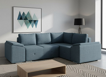 Угловой диван "Хавьер-1" рогожка дрим блю