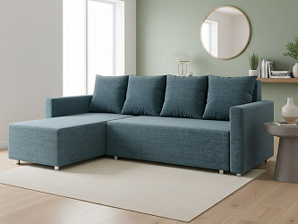 Угловой диван "Челси" рогожка дрим блю