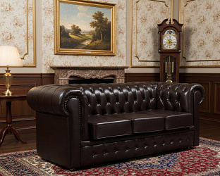 Диван "Честер" коричневый 3-х местный