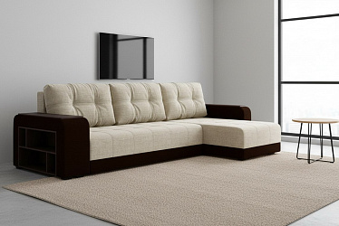 Угловой диван "Милан" дрим беж + экокожа 