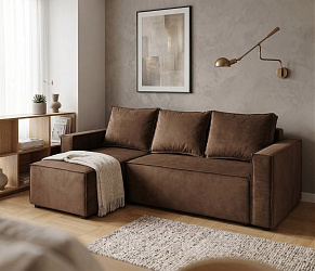 Угловой диван "Лофт Люкс" коричневый