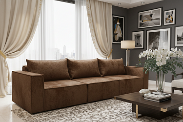 Диван "Лофт 3-х модульный коричневый" трансформер