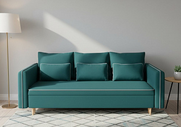Диван еврокнижка "Рон" на пантографе велюр зара изумруд/маус