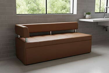 Кухонный диван "Дельфин кожа" коричневый