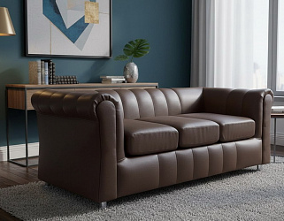 Диван "Брайтон нераскладной коричневый 3-х местный"