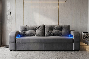Диван еврокнижка "Манчестер серый с подсветкой"