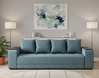 Прямой диван "Дубай Лайт" еврокнижка, рогожка дрим блю