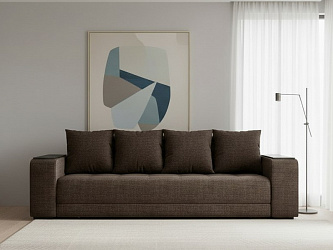 Прямой диван "Дубай Лайт" еврокнижка, рогожка дрим браун