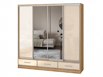 Шкаф купе 4-х дверный "Версаль" 3 ящика/МДФ/2 зеркала