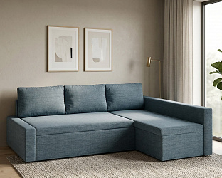 Угловой диван "Фрихетен" рогожка дрим блю