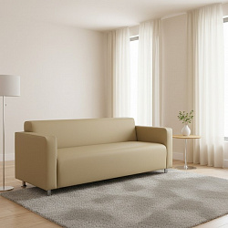 Прямой диван "Томи" кожа бежевая