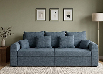 Диван еврокнижка "Мэдисон" трансформер, рогожка дрим блю