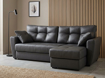 Угловой диван "Амстердам кожа черный"