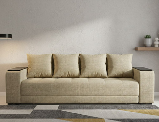 Прямой диван "Дубай Лайт" еврокнижка, рогожка дрим дарк беж