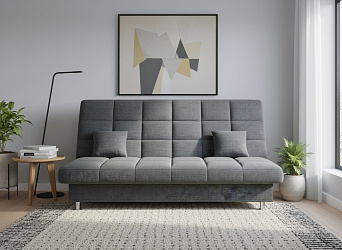 Диван книжка "Юта" на металлокаркасе, рогожка дрим грей