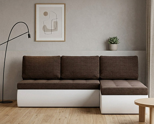 Угловой диван "Кормак без локтей" рогожка дрим браун