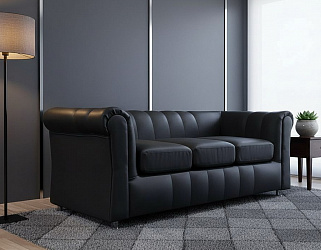 Диван "Брайтон нераскладной черный 3-х местный"