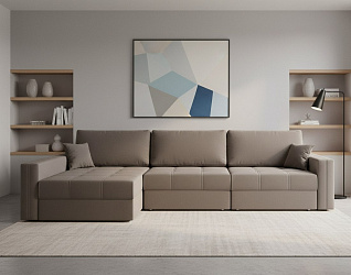 Угловой диван "Брест 3 секции" велюр зара лайт браун 5