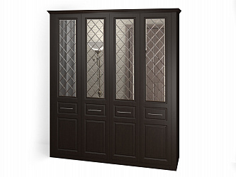 Шкаф 4-х дверный "Венеция-1" глухие фасады + зеркало гравировка