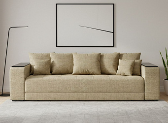 Прямой диван "Дубай" еврокнижка, рогожка дрим дарк беж