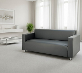 Прямой диван "Томи" кожа серая