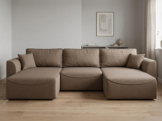 Угловой диван П-образный "Рафаэль" велюр зара капучино 03