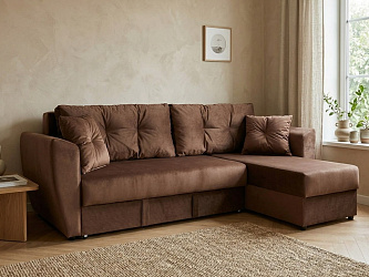 Угловой диван "Амстердам велюр коричневый"