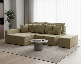 Угловой диван "Портленд" рогожка дрим дарк беж