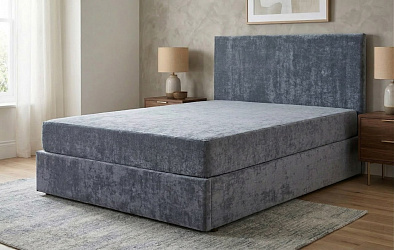 Мягкая кровать тахта "Атланта серая с ПМ"