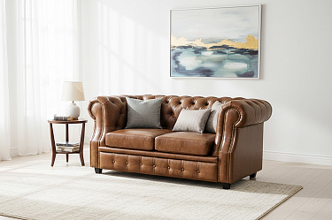 Диван "Честер Лофт" светло-коричневый 2-х местный