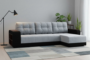 Угловой диван "Милан" дрим лайт грей + экокожа 