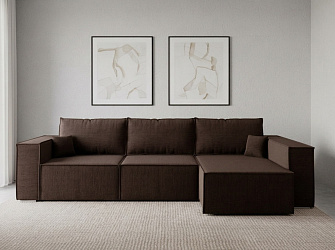 Угловой диван "Фостер лофт" рогожка дрим браун
