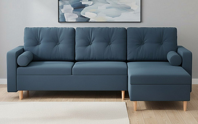 Угловой диван "Белфаст" велюр мазерати дарк блю 23