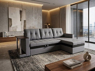 Угловой диван "Атланта с баром" рогожка савана плюс маус